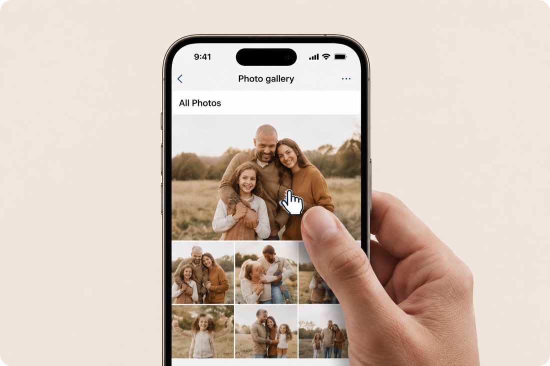 Phone showing photo gallery selection