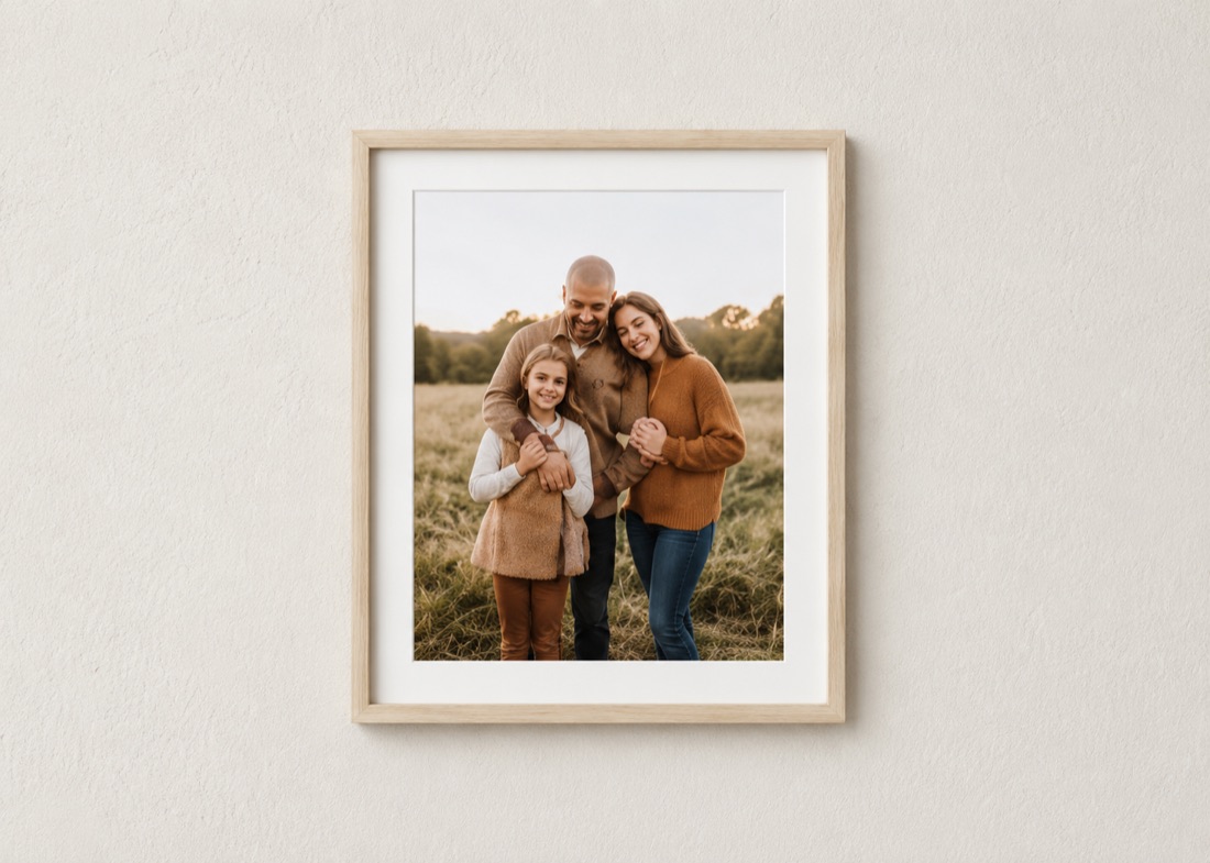 Framed photo ready on wall